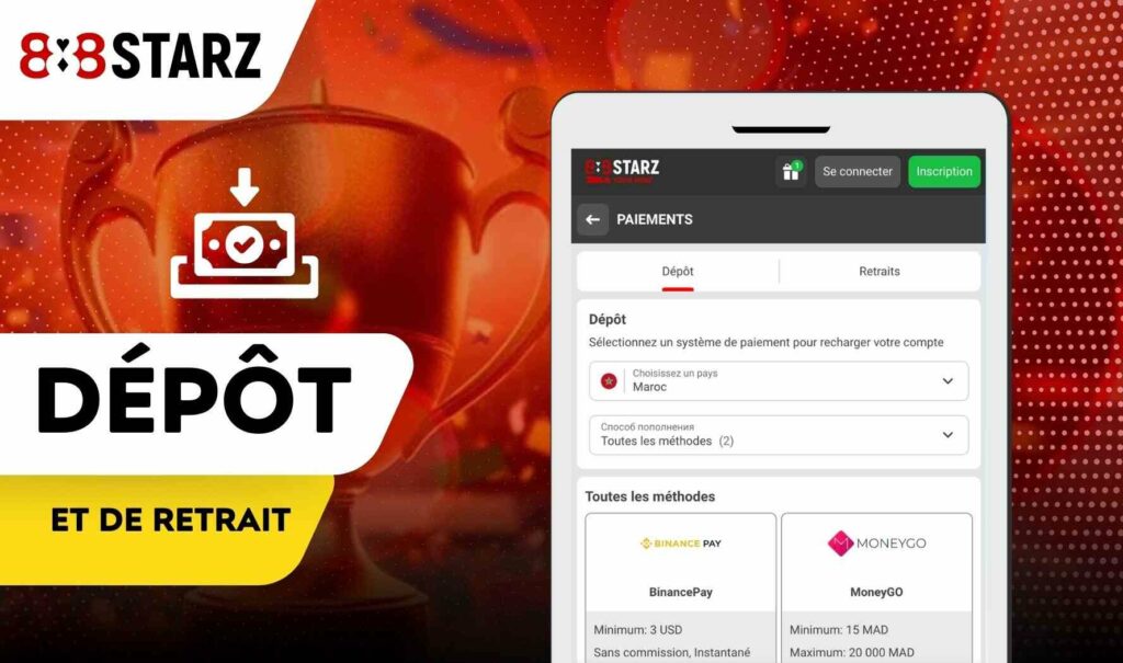 Méthodes de dépôt et de retrait de l’application 888starz Maroc